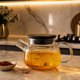 قوری زعفران پیرکس درب چوبی کد 117
