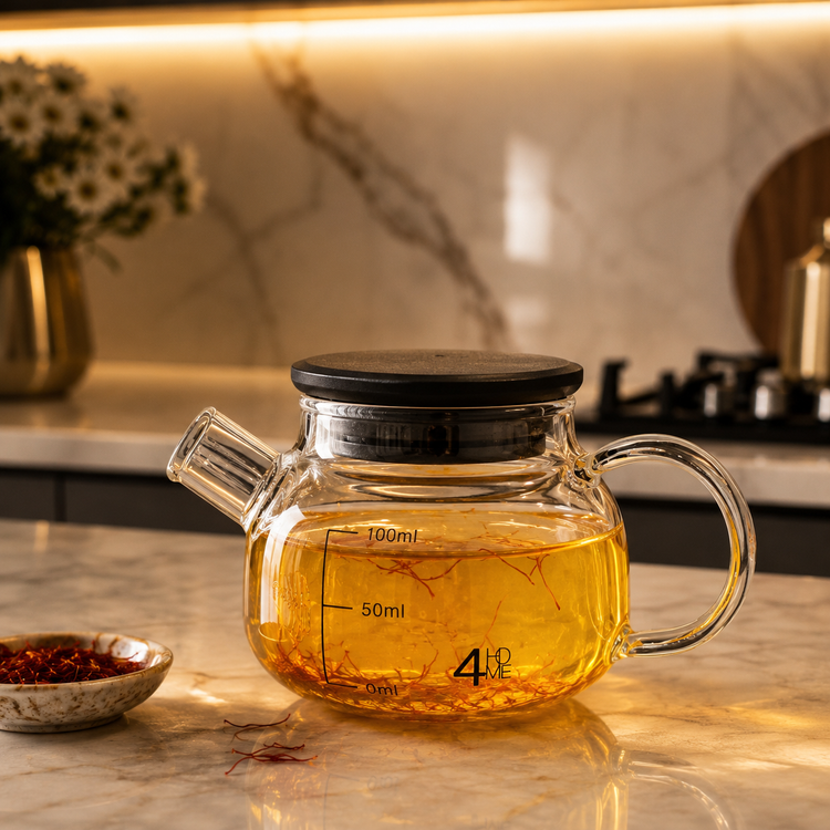 قوری زعفران پیرکس درب چوبی کد 117