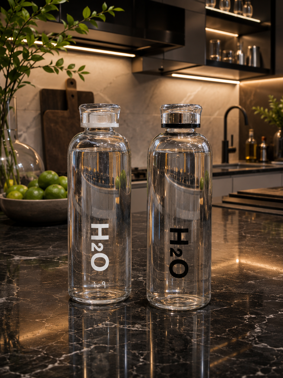 بطری آب شفاف H2O